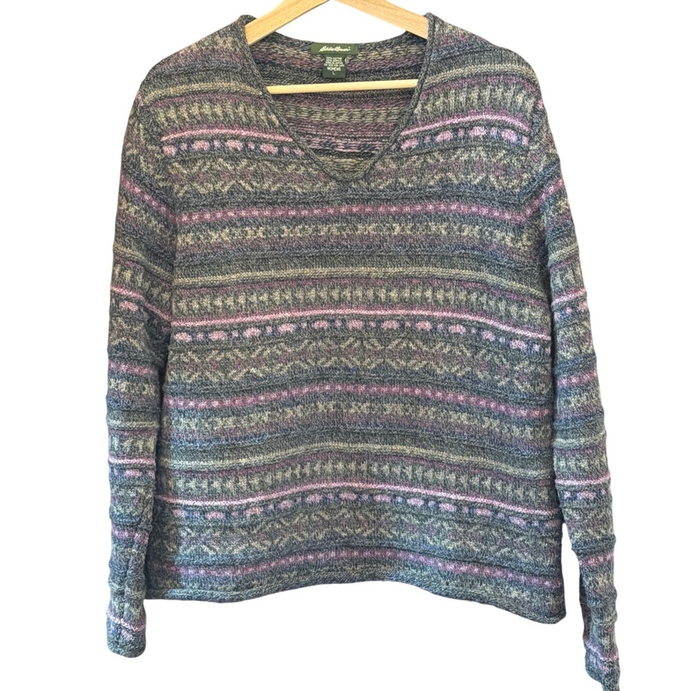 Vintage Eddie Bauer Fair Isle Sweater Gorpcore Cabin Nordic Made Japan Granola